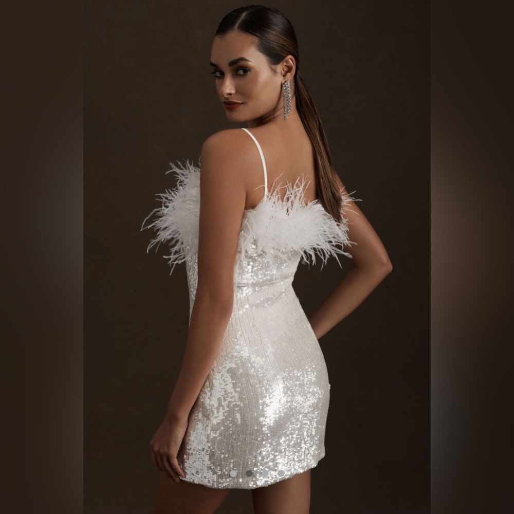Audrey Adele Adelaide Feather & Sequin Mini Dress